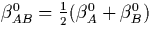 $\beta_{AB}^0 = \frac{1}{2}(\beta_A^0 + \beta_B^0)$